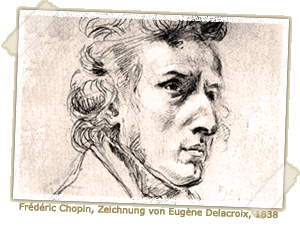 Frédéric Chopin, Zeichnung von Eugène Delacroix, 1838