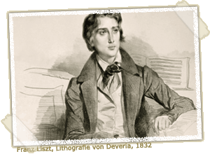 Franz Liszt, Litografie von Deveria 1832 Franz Liszt, Litografie von Deveria 1832