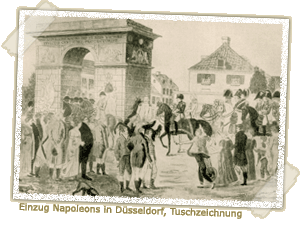 Einzug Napoleons in Düsseldorf, Tuschzeichnung